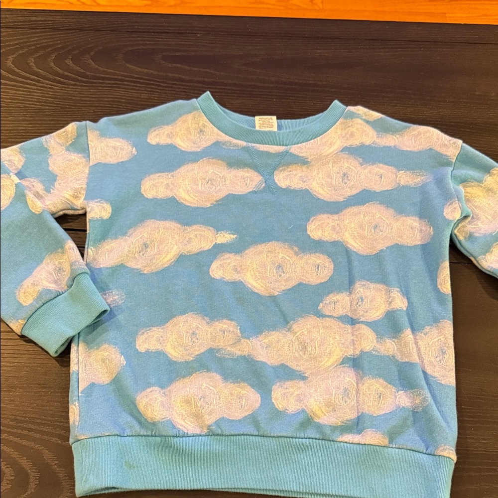 Kids Sky Blue Cloud Pattern Sweatshirt